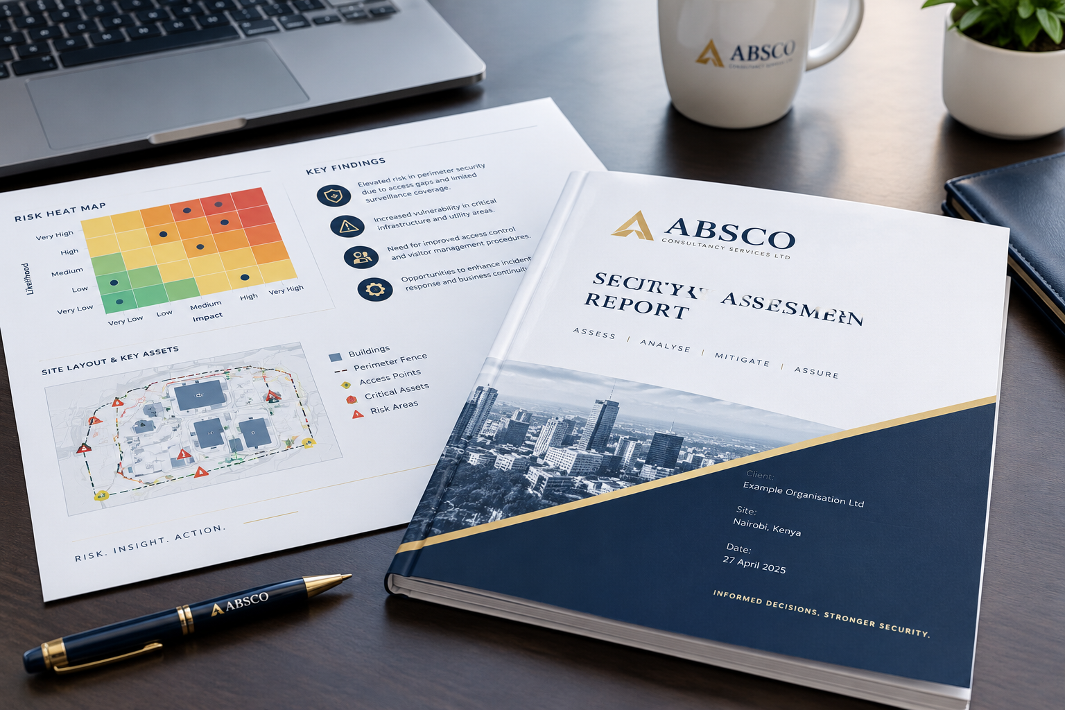 ABSCO security risk assessment report showing security analysis and prioritised findings
